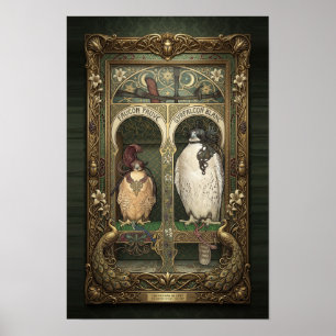 Poster Falcão Art Nouveau - Arte de Parede de Ave de Rapi