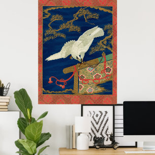 Poster Falcão Branco Japonês Vintage Arte G.A. Audsley