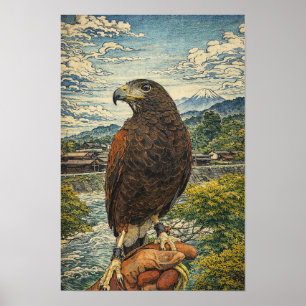 Poster Falcão de Harris Ukiyo-e - Arte de Parede de Falco