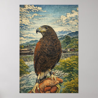 Poster Falcão de Harris Ukiyo-e - Arte de Parede de Falco