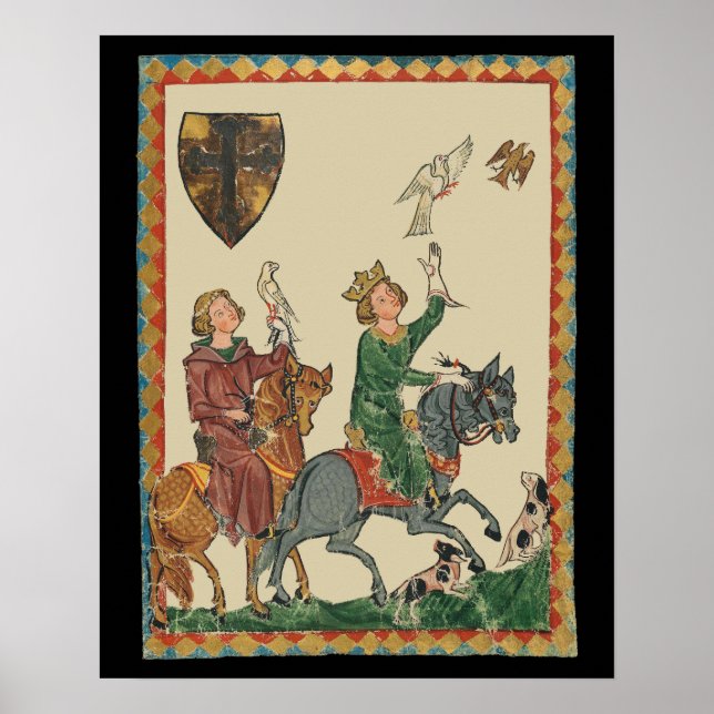 Poster Falcoaria, Códice Manesse do Século XIV (Frente)