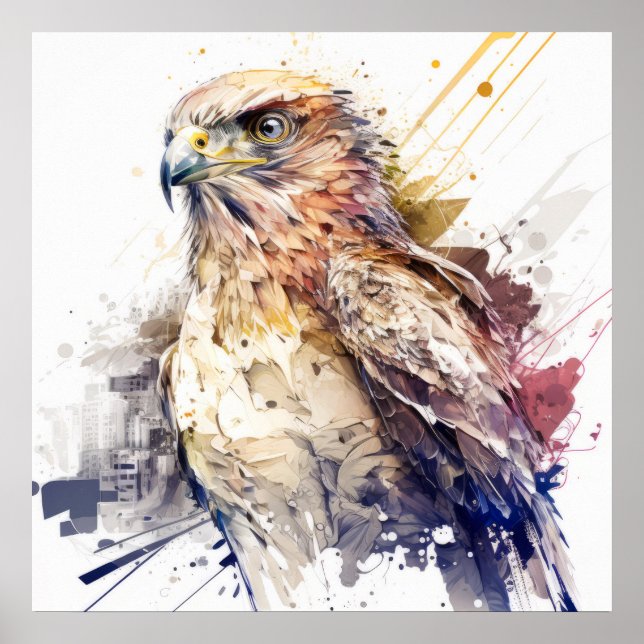 Poster Falcon Bird Retrait Animal Painting Willife Free (Frente)