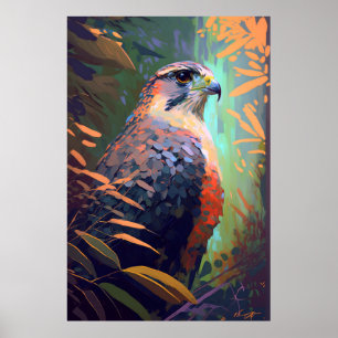Poster Falcon Bird Retrato Animal Pintura de Vida Selvage