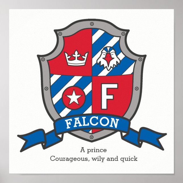 Poster Falcon boys F name que significa heraldry shield p (Frente)