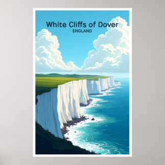 Poster Falésias Brancas de Dover Cartaz de Viagem Inglate