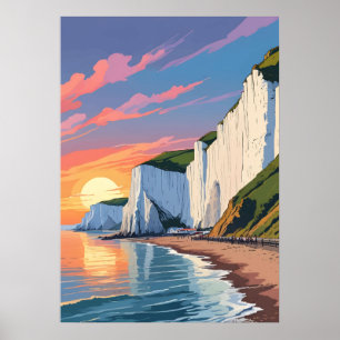 Poster Falésias Brancas de Dover – Paisagem Costeira Icôn
