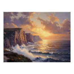 Pôster Falésias Costeiras ao Pôr do Sol