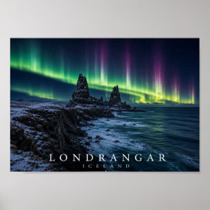 Poster Falésias de Basalto Lóndrangar Islândia A4