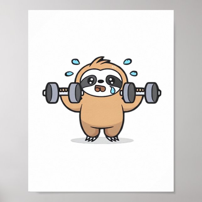 Poster Falha de Chibi Sloth Gym - Um Trabalho Engraçado D (Frente)