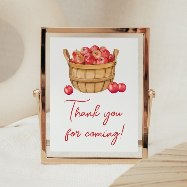 Poster Fall Apple Basket Chá de fraldas Obrigado por vir (Fall Apple Baby Shower Thank you for Coming Sign)