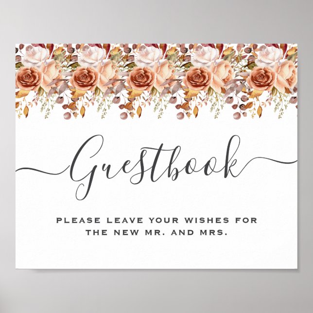 Poster Fall Autumn Leaves Rustic Country Boho Wedding (Frente)