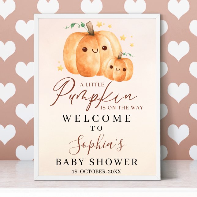 Poster Fall Baby Shower – A Little Pumpkin Is on the way (Criador carregado)