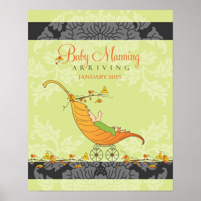 Poster Fall Baby Shower | Baby shower guest book Print (Frente)