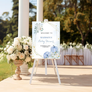 Poster Fall Blue Pumpkin Boy Welcome Sinal