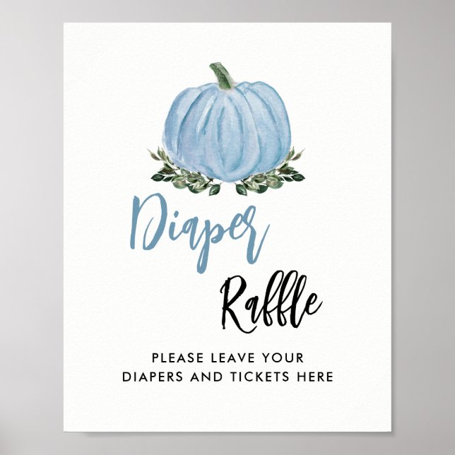 Poster Fall Blue Pumpkin Chá de fraldas Fralda Raffle Sin (Frente)