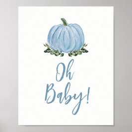 Poster Fall Blue Pumpkin Chá de fraldas Oh Baby Sinal
