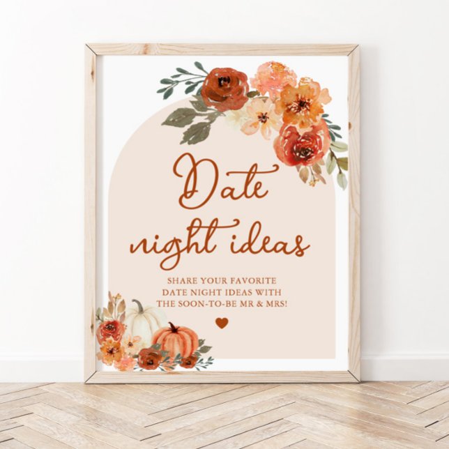 Poster Fall Boho Burnt Orange Pumpkin Data Ideias Noturna (Criador carregado)