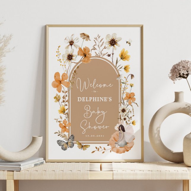 Poster Fall Boho Fairy Wildflower Chá de fraldas Welcome (Criador carregado)