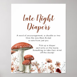 Poster Fall Boho Mushroom Floral Late Night Fralda