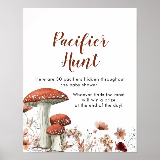 Poster Fall Boho Mushroom Floral Pacifier Hunt Games Sina (Frente)