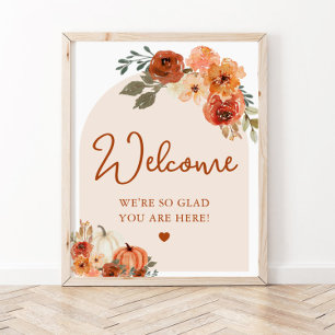 Poster Fall Boho Terracotta Pumpkin Bridal Sinal de boas-