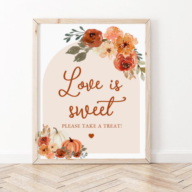 Poster Fall Boho Terracotta Pumpkin Love is Sweet Sinal (Criador carregado)