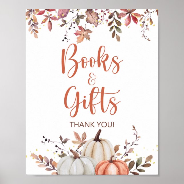 Poster Fall Books & Gifts Pumpkin Shower Sign (Frente)