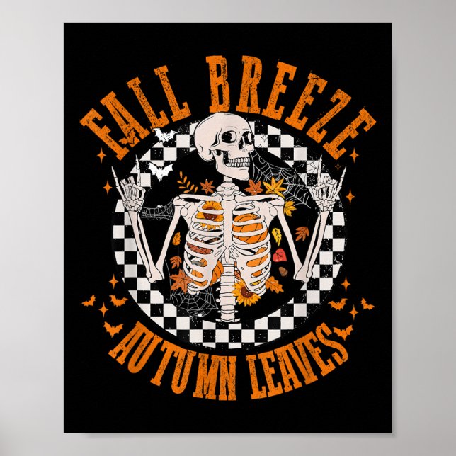 Poster Fall Breeze Autumn Deixa Skeleton Flower Thanksgi (Frente)
