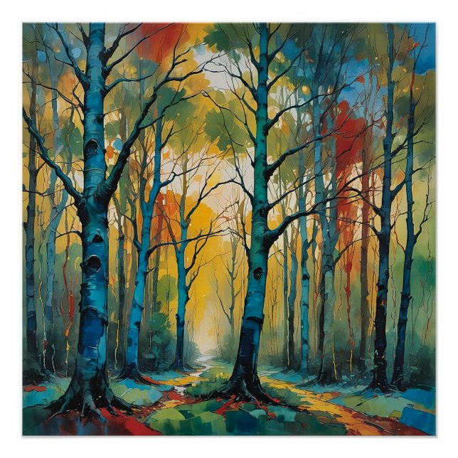 Pôster Fall Colors Forest Wall Art, Fall Vibe (Frente)