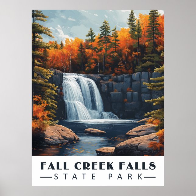 Poster Fall Creek Falls: Serenidade na floresta do Tennes (Frente)