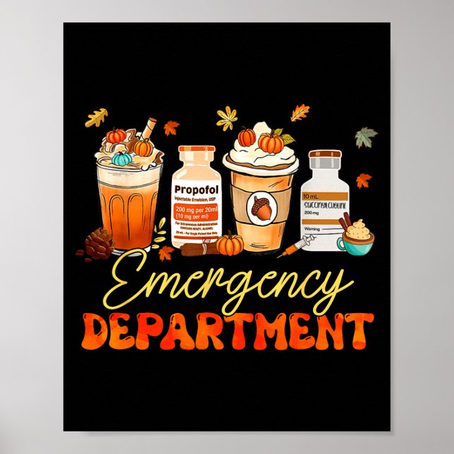 Poster Fall Er Nurse Emergency Room Nurse School Pumpkin  (Frente)