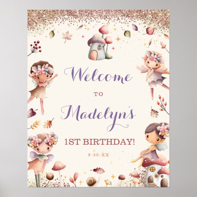 Poster Fall Fairy Birthday - Sinal de Boas-vindas (Frente)