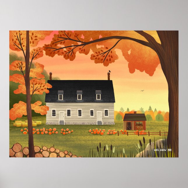 Poster Fall Farmhouse Autumn Pumpkin Patch (Frente)