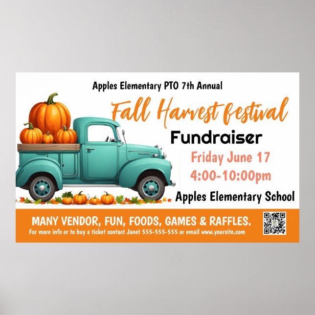 Poster FALL FESTIVAL Fundraiser PTO Banner da Igreja PTA (Frente)