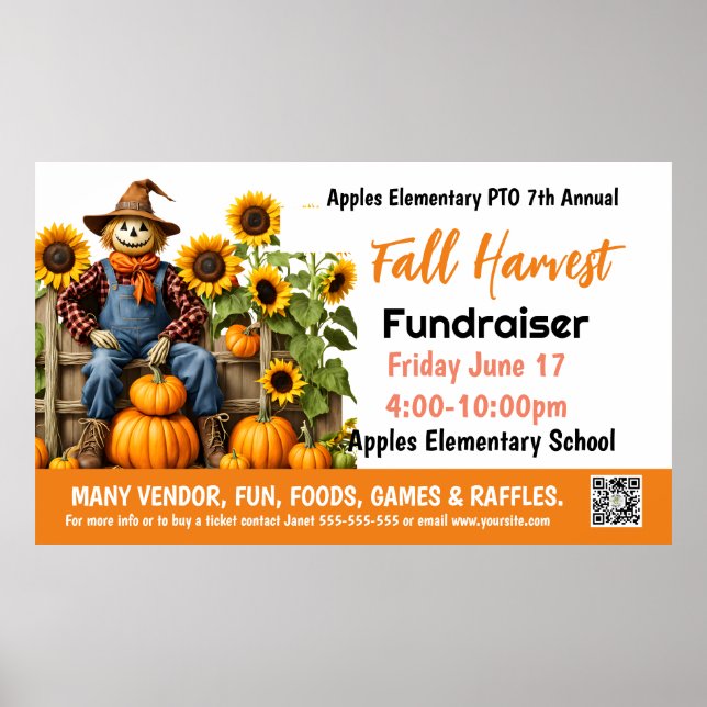 Poster FALL FESTIVAL Fundraiser PTO Banner da Igreja PTA (Frente)