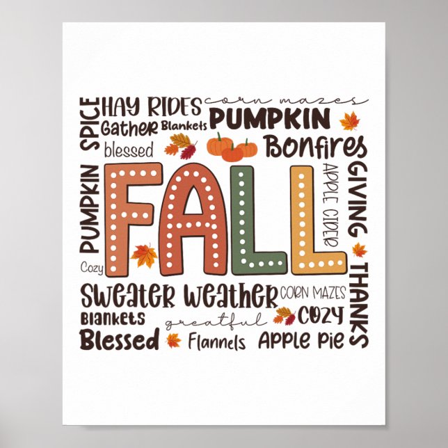 Poster Fall Flannels Pumpkin Season Fall Vibs Autumn Tha (Frente)