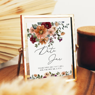 Poster Fall Floral Bridal Data Ideias Noturnas Data Jar