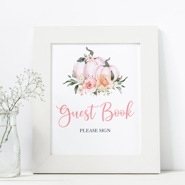 Poster Fall Floral Little Pumpkin Chá Guest Book (Criador carregado)