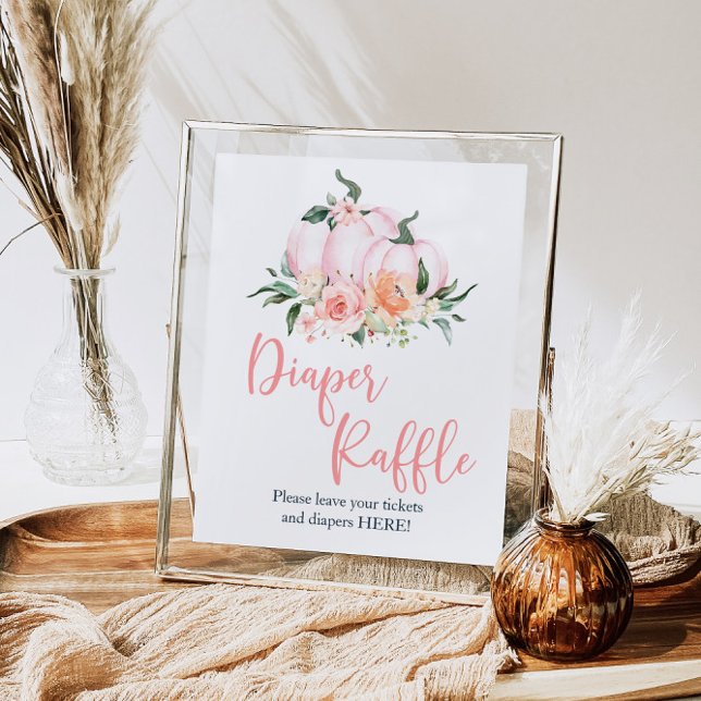 Poster Fall Floral Little Pumpkin Fralda Raffle Chá (Criador carregado)