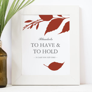 Poster Fall Foliage Burnt Orange Leaves Sinal de Casament