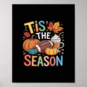 Poster Fall Football Autumn Pumpkin Coffee