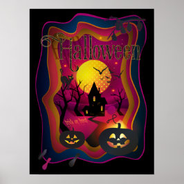 Poster Fall Halloween Party " trick or treat" funny