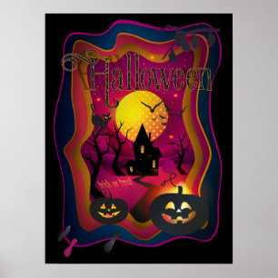 Poster Fall Halloween Party " trick or treat" funny