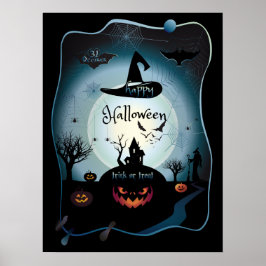Poster Fall Halloween Party " trick or treat" funny art