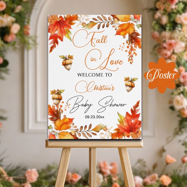 Poster Fall in Love Boho Floral Chá de fraldas Welcome (Criador carregado)