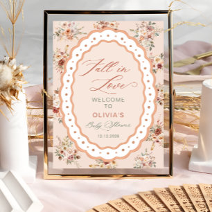 Poster Fall in Love Boho Floral Chá de fraldas Welcome