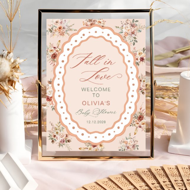 Poster Fall in Love Boho Floral Chá de fraldas Welcome (Criador carregado)
