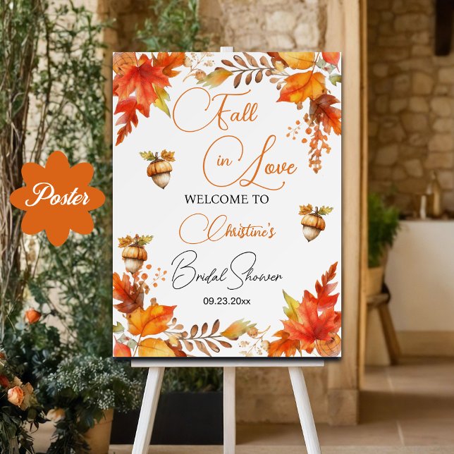 Poster Fall in Love Boho Floral Chá de panela Welcome (Criador carregado)