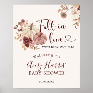 Poster Fall In Love Boho Floral Pumpkin Sinal de Boho