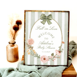 Poster Fall in Love Floral Vintage Chá de fraldas Welcome